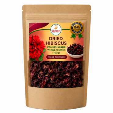 CEYLON DRIED HIBISCUS WHOLE FLOWER TEA | Premium Organic Herbal Tea | Pokuru Wada Flower Tea | Natural Caffeine Free Rose Tea | 100g
